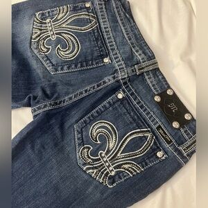 Flashy Y2K Miss Me Jeans, Boot Cut, 30x32